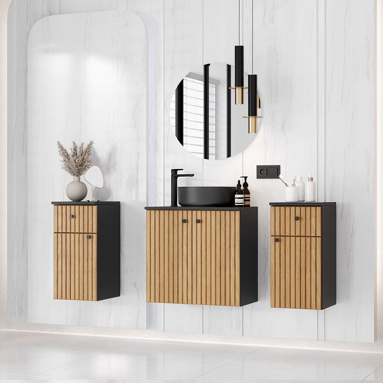 Koupelnová sestava ASTO MAX černá / dub - Obrázek 4