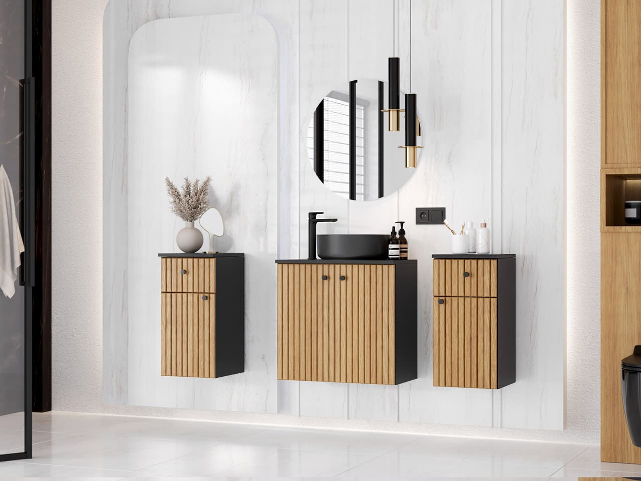 Koupelnová sestava ASTO MAX černá / dub - Obrázek 5