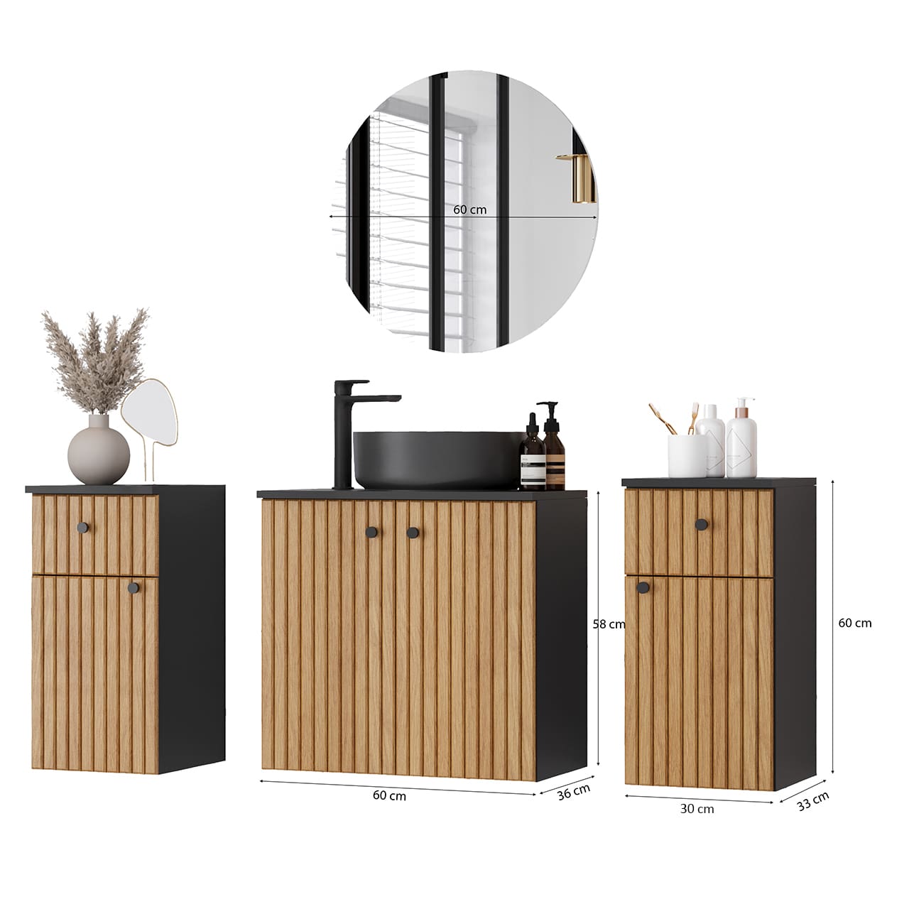 Koupelnová sestava ASTO MAX černá / dub - Obrázek 2