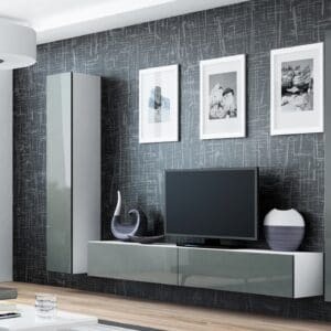 Obývací stěna GOVI GREY 4A bílá / šedý lesk