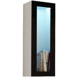 Závěsná vitrína se sklem 90 GOVI VG6B bílá / černý lesk