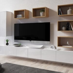 Obývací stěna CALABRIA 37 bílá / bílý lesk