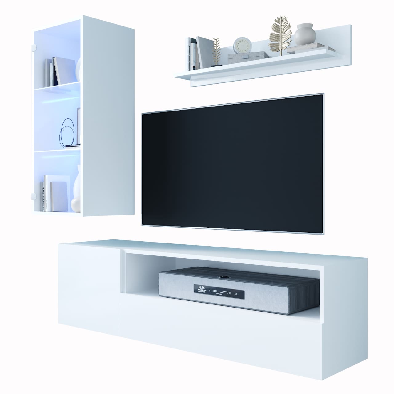 Obývací stěna ONIVIO 3 bílý lesk - Obrázek 2