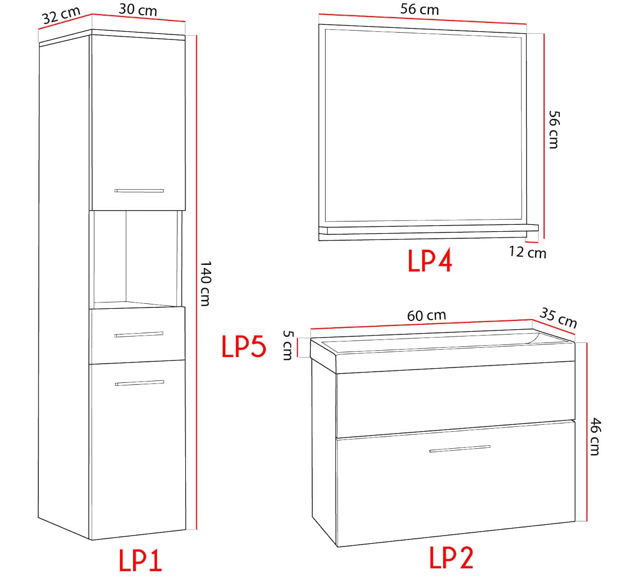 Koupelna TIPO dub artisan / bílý lesk - Obrázek 2
