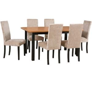 Stůl DS18 dubová dýha / černý + židle DK30 (6 ks) černá / 35A