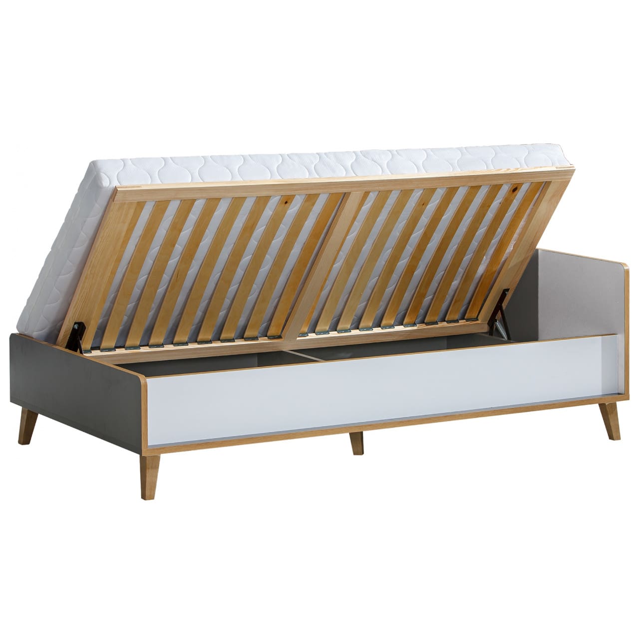 Postel 90x195 WERSA W10 antracit / dub riviera / briliantová bílá - Obrázek 2