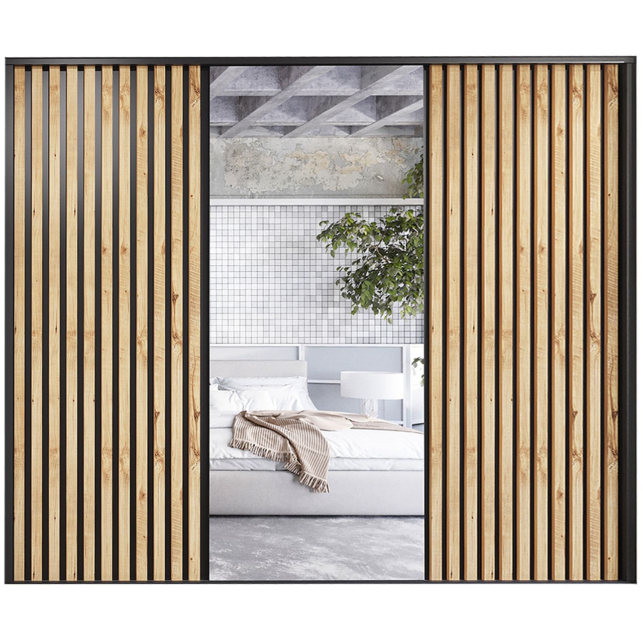 Posuvné dveře ke skříni MERV F9 250 dub wotan / černé