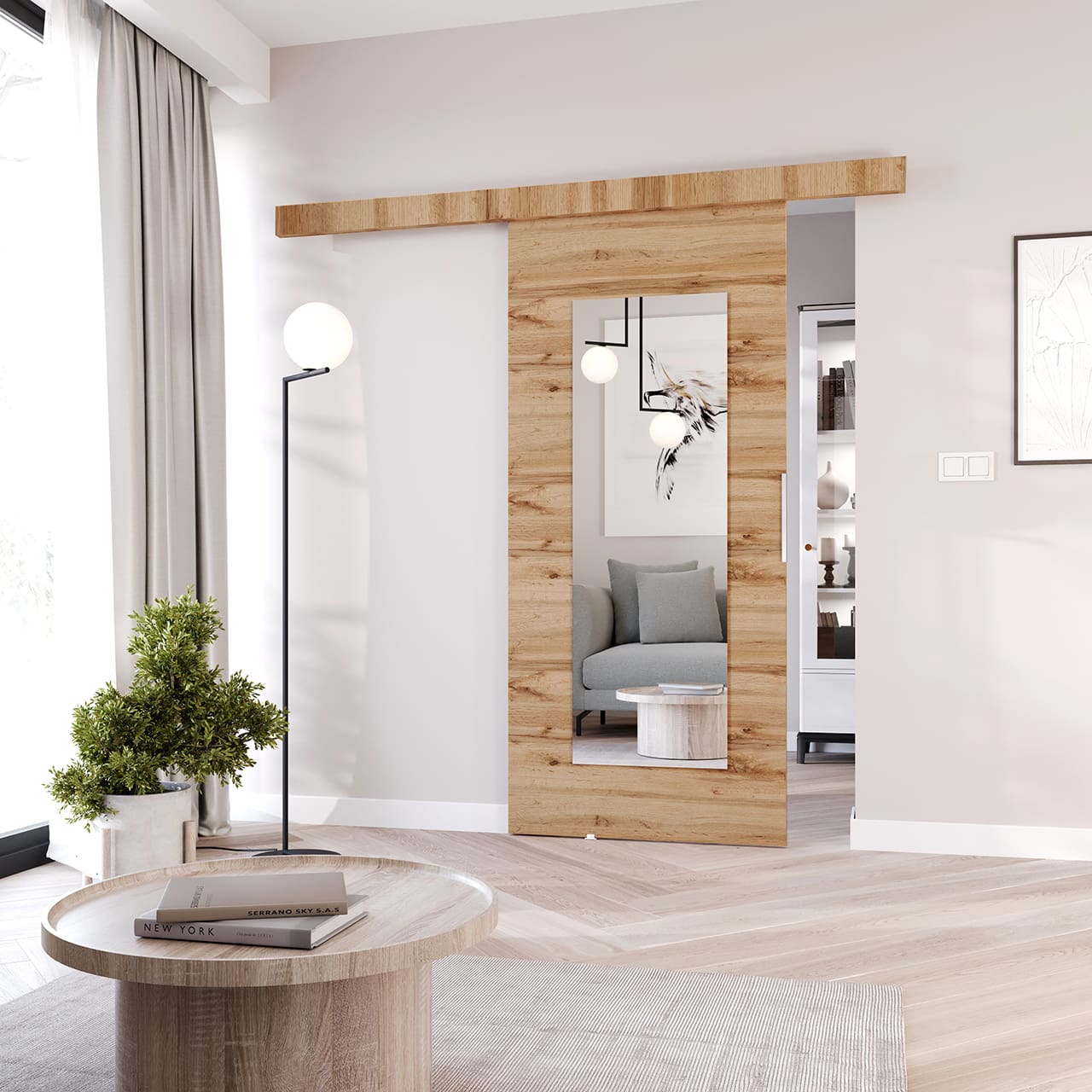 Posuvné dveře se zrcadlem ILIS 80 dub wotan - Obrázek 2