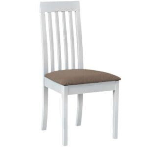 Bílá židle DK37 s hnědou látkou DX5