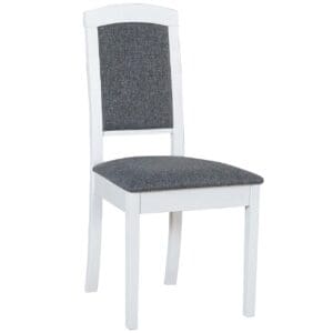 Bílá židle DK42 s šedou látkou 8B