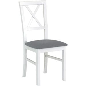 Bílá židle DK51 s šedým sedákem 20B