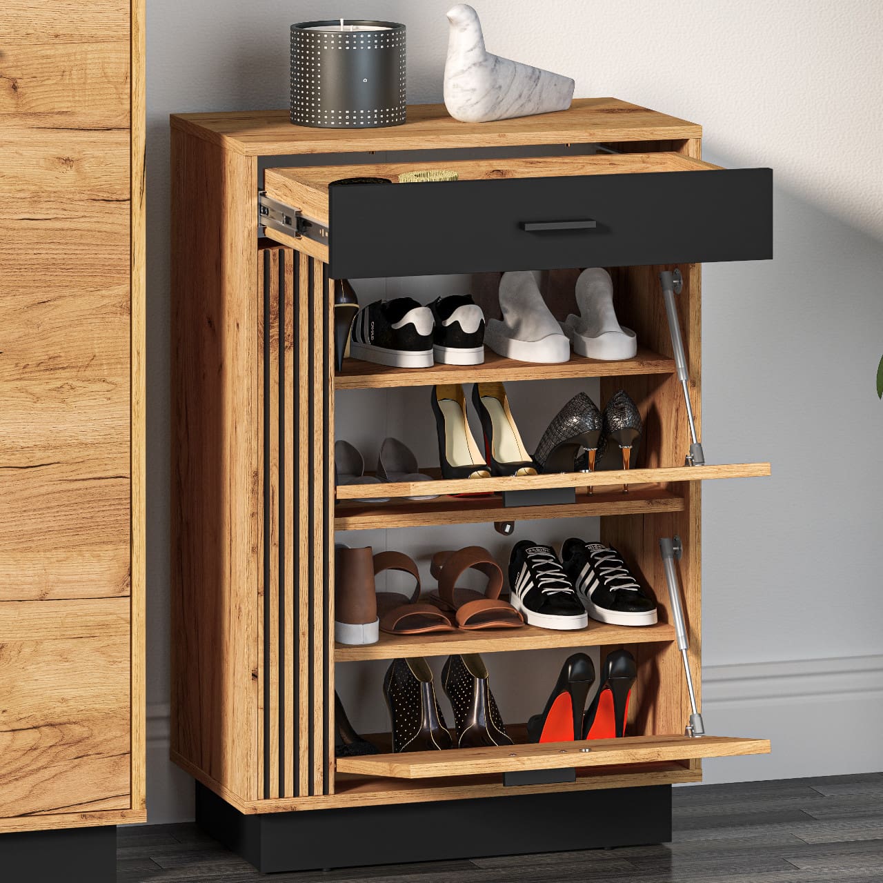 Botník URSA 18 dub craft zlatý + černý - Obrázek 5