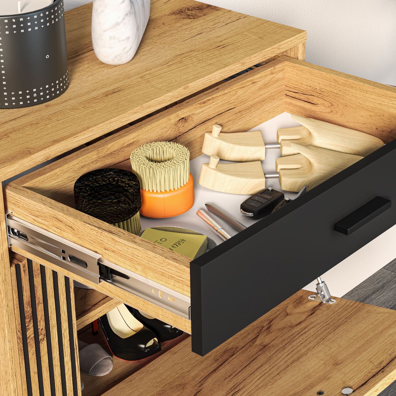 Botník URSA 18 dub craft zlatý + černý - Obrázek 7