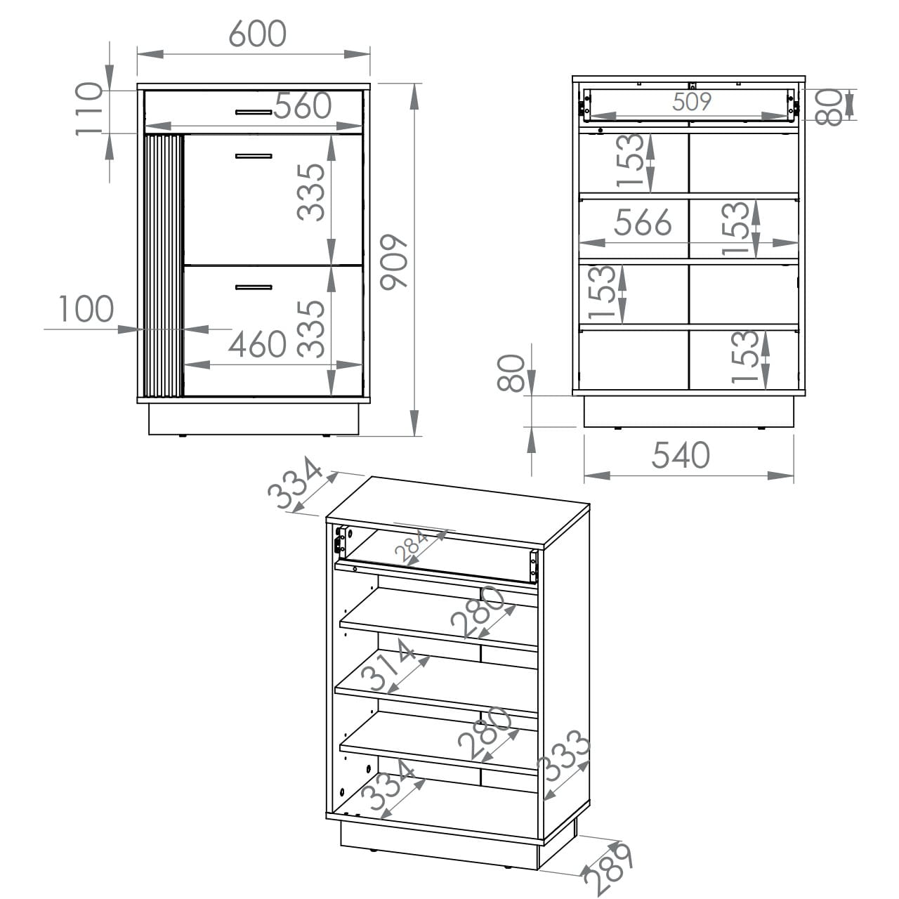 Botník URSA 18 dub craft zlatý + černý - Obrázek 9