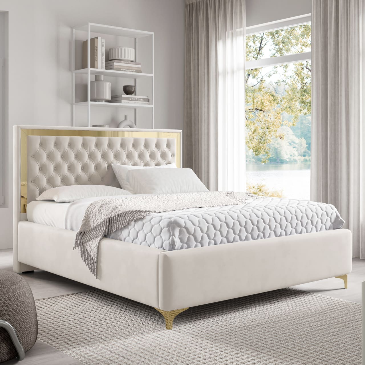 Čalouněná postel TOBAGO 140x200 zlatý / fresh 01 - Obrázek 5