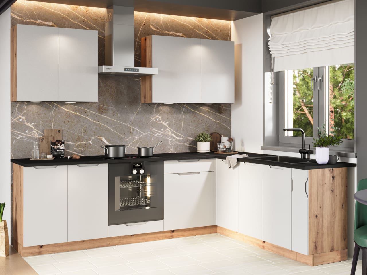 Dolní skříňka D80 ELLEN 01 dub artisan / šedá - Obrázek 3