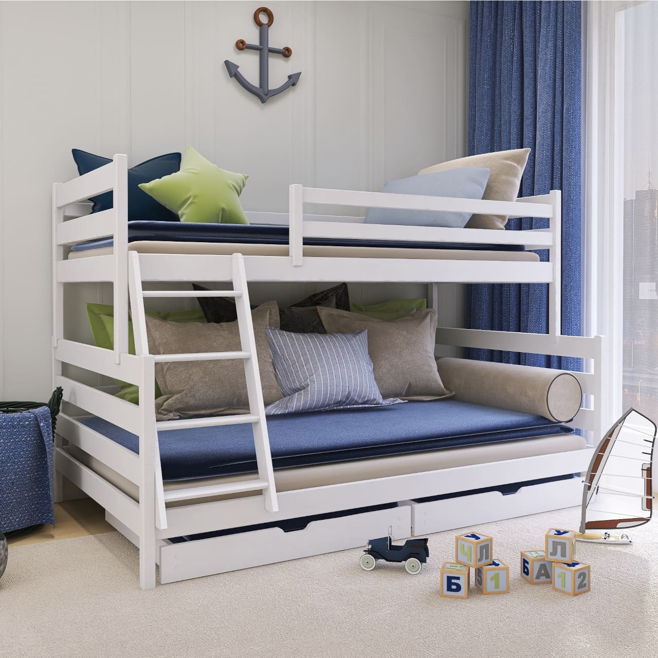 Dřevěná patrová postel ASFI 120x200 - Obrázek 15