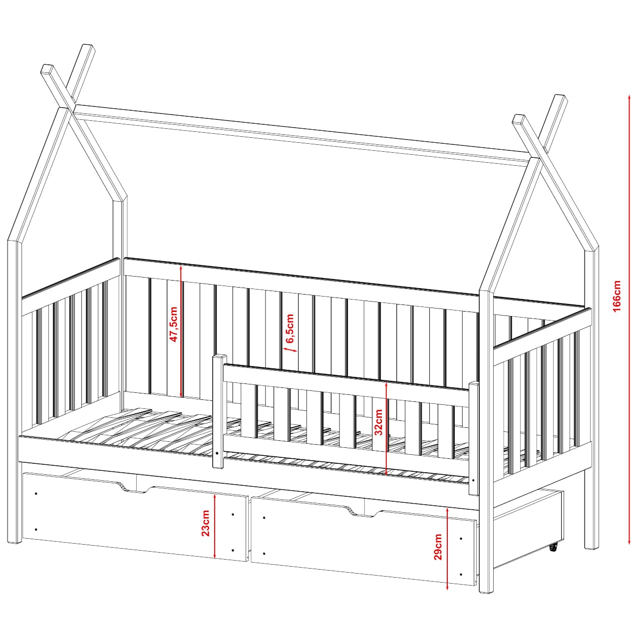 Dřevěná postel JERRY 80x180 - Obrázek 6