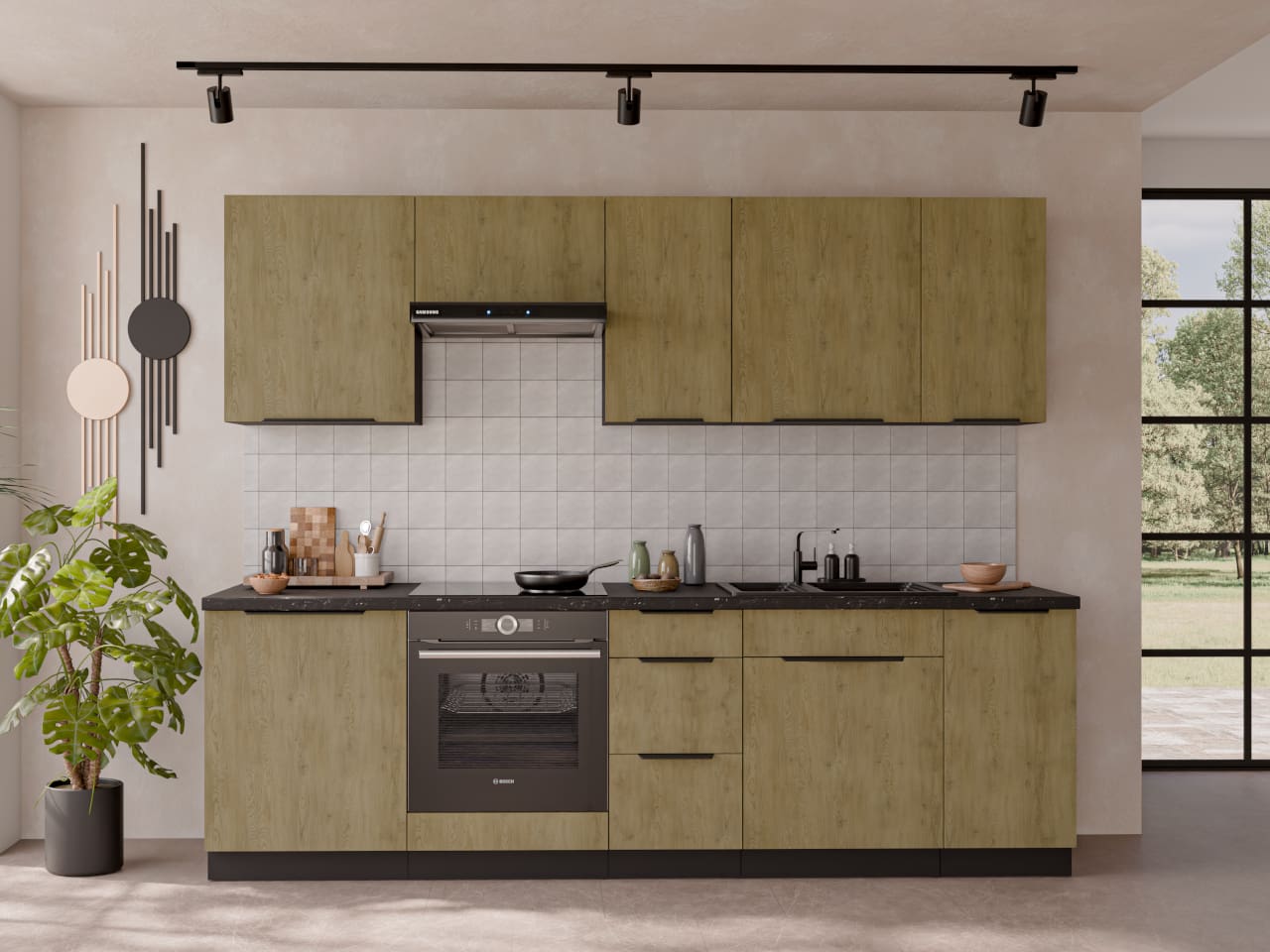 Dřezová skříňka 80 CAMERON 01 černá / dub cremona - Obrázek 4