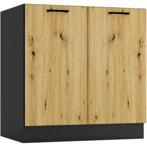 Dřezová skříňka D80ZL ELLEN 02 grafit / dub artisan