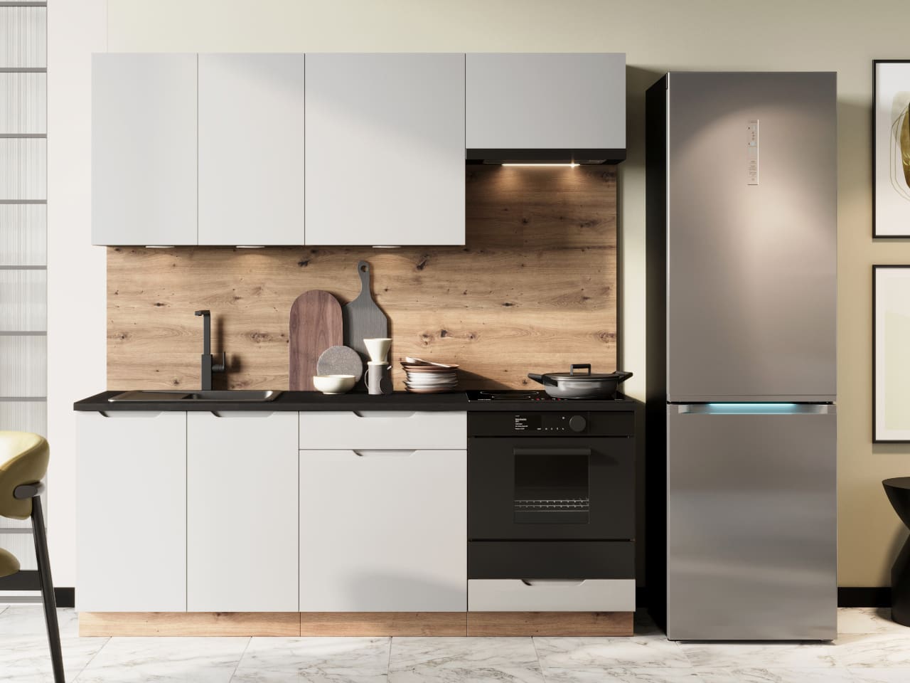 Horní skříňka W60 ELLEN 18 dub artisan / šedá - Obrázek 4