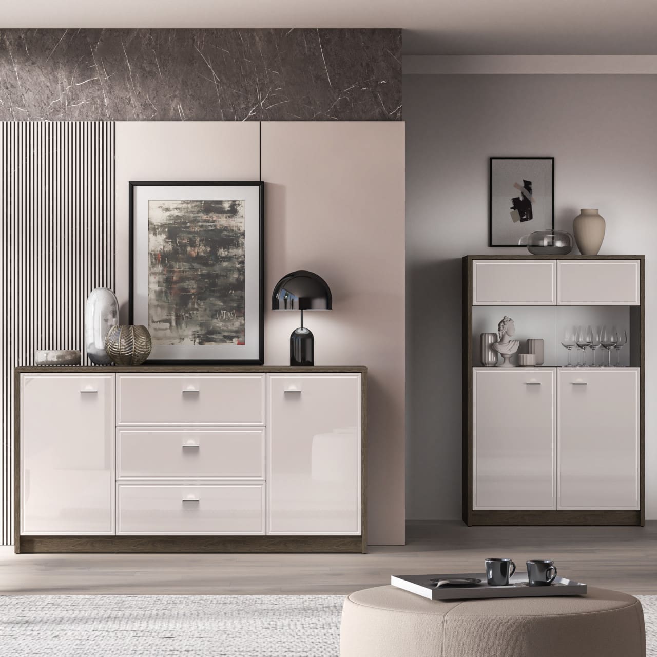 Komoda AVANTI 04 dub windmill tmavý / kašmír - Obrázek 9