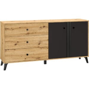 Komoda BETH 04 dub artisan / černá VÝPRODEJ