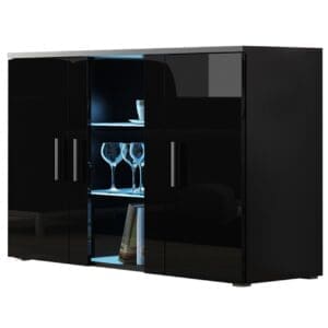 Komoda BRNO SH8D černá / černý lesk