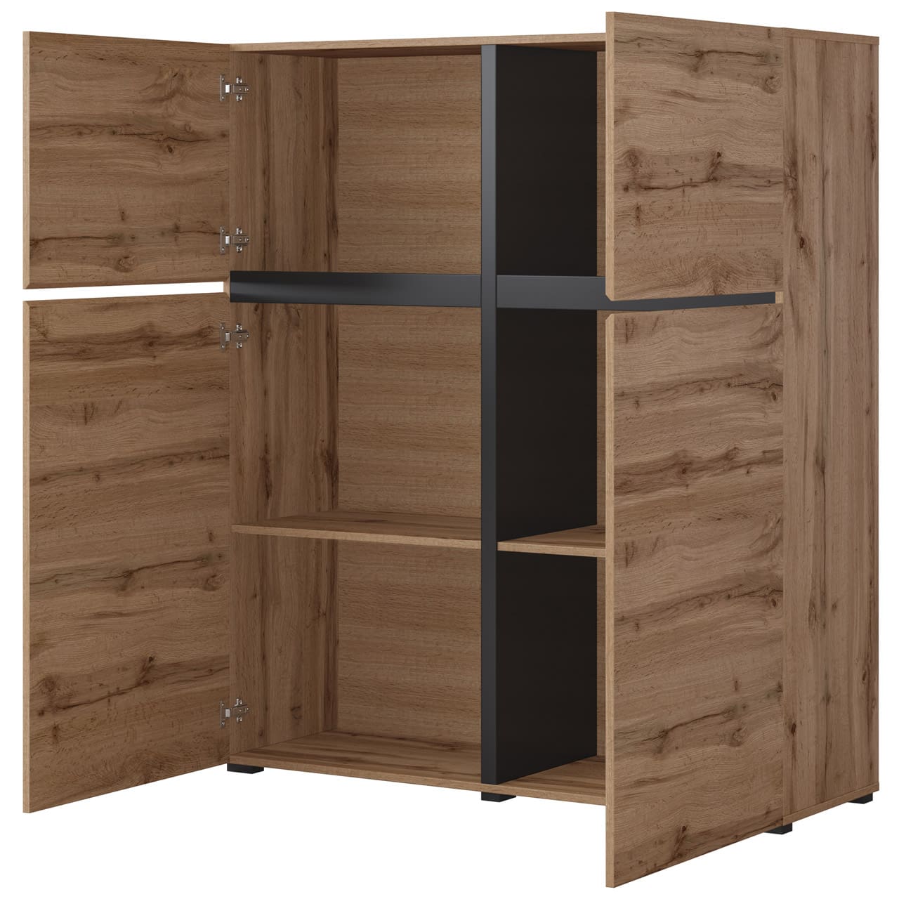 Komoda CROSI 76 dub wotan / černá - Obrázek 4