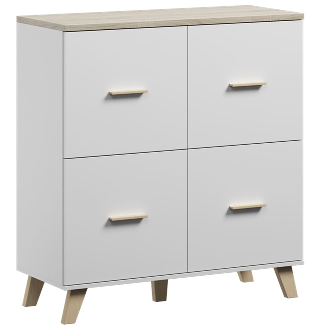 Komoda LOTAR 110 4D briliantově bílá / dub sonoma