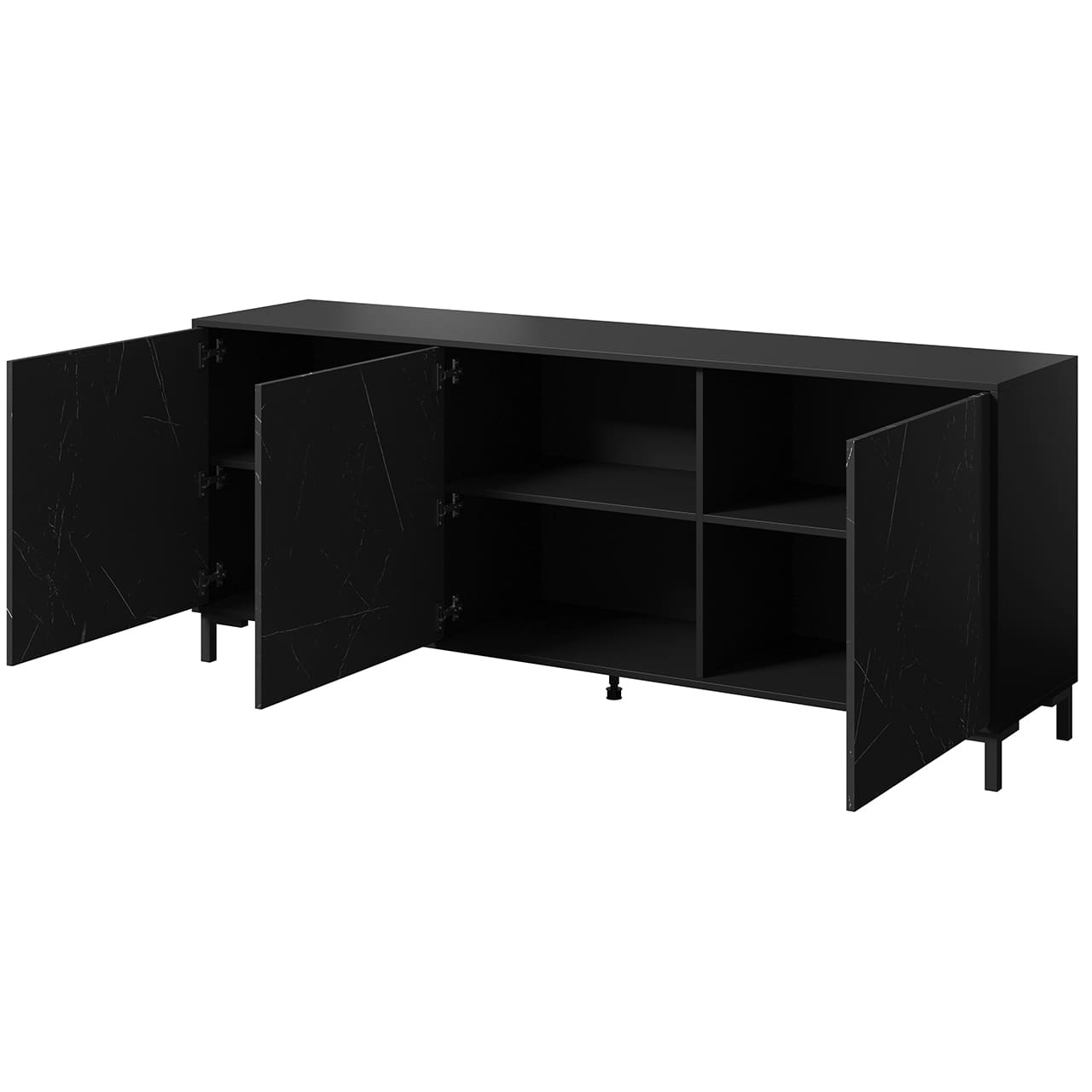 Komoda MARMI 200 černá / mramor černý - Obrázek 2