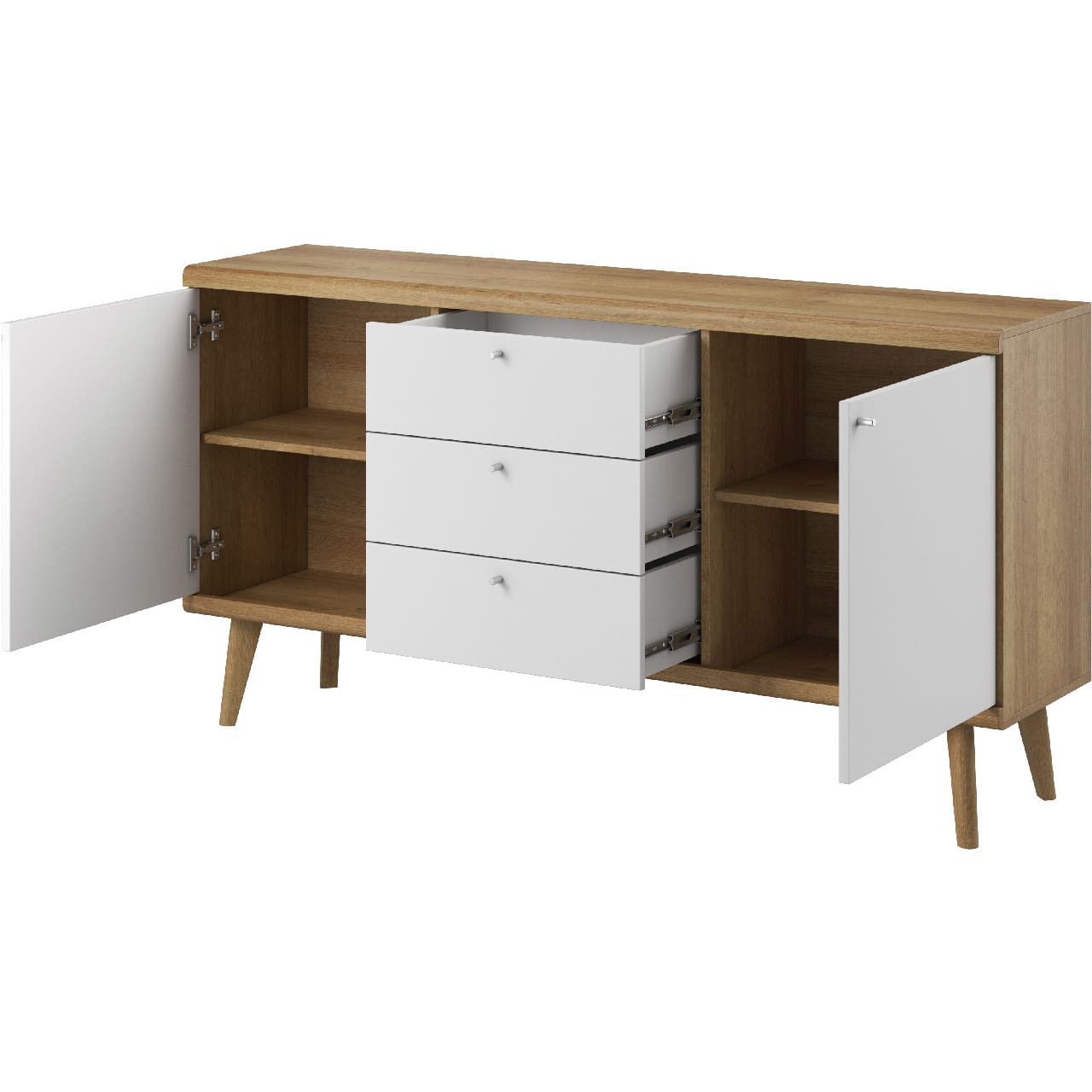 Komoda PIRMO 08 dub riviera / bílá - Obrázek 2