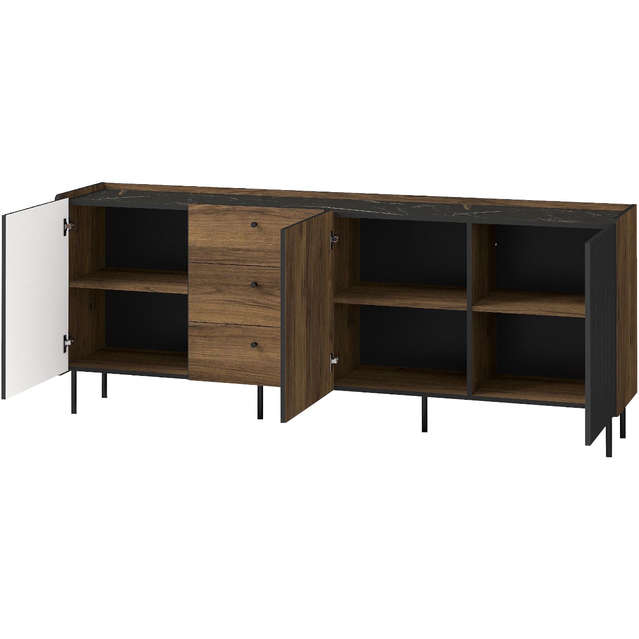 Komoda PRESTI 06 ořech warmia / san sebastian / černá - Obrázek 2