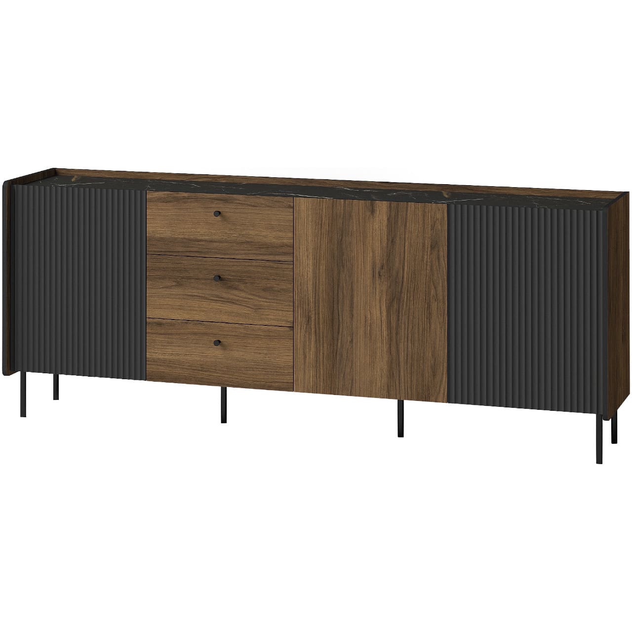 Komoda PRESTI 06 ořech warmia / san sebastian / černá