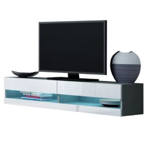 Komoda RTV 140 GOVI NEW GREY B VG12 šedá / bílý lesk