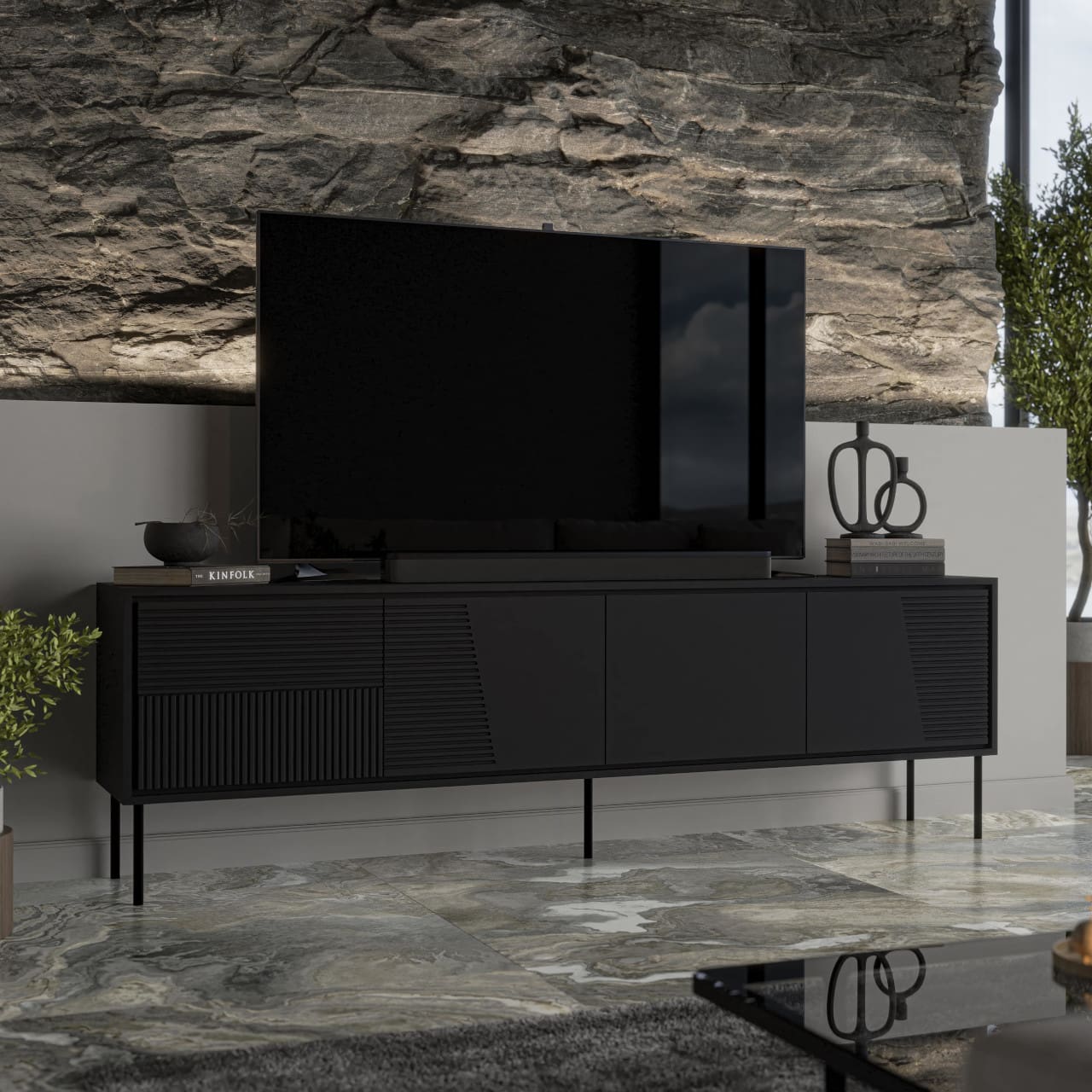 Komoda RTV ABBY 200 4D černá - Obrázek 3