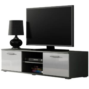 Komoda RTV BRNO SH4G šedá / bílý lesk