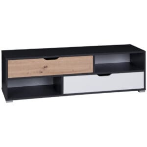 Komoda RTV IWA 10 grafit / bílá + dub artisan