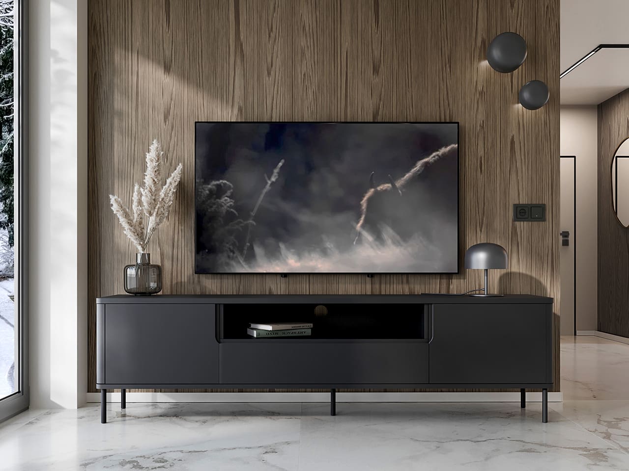 Komoda RTV RADIUS 180NC černý - Obrázek 4