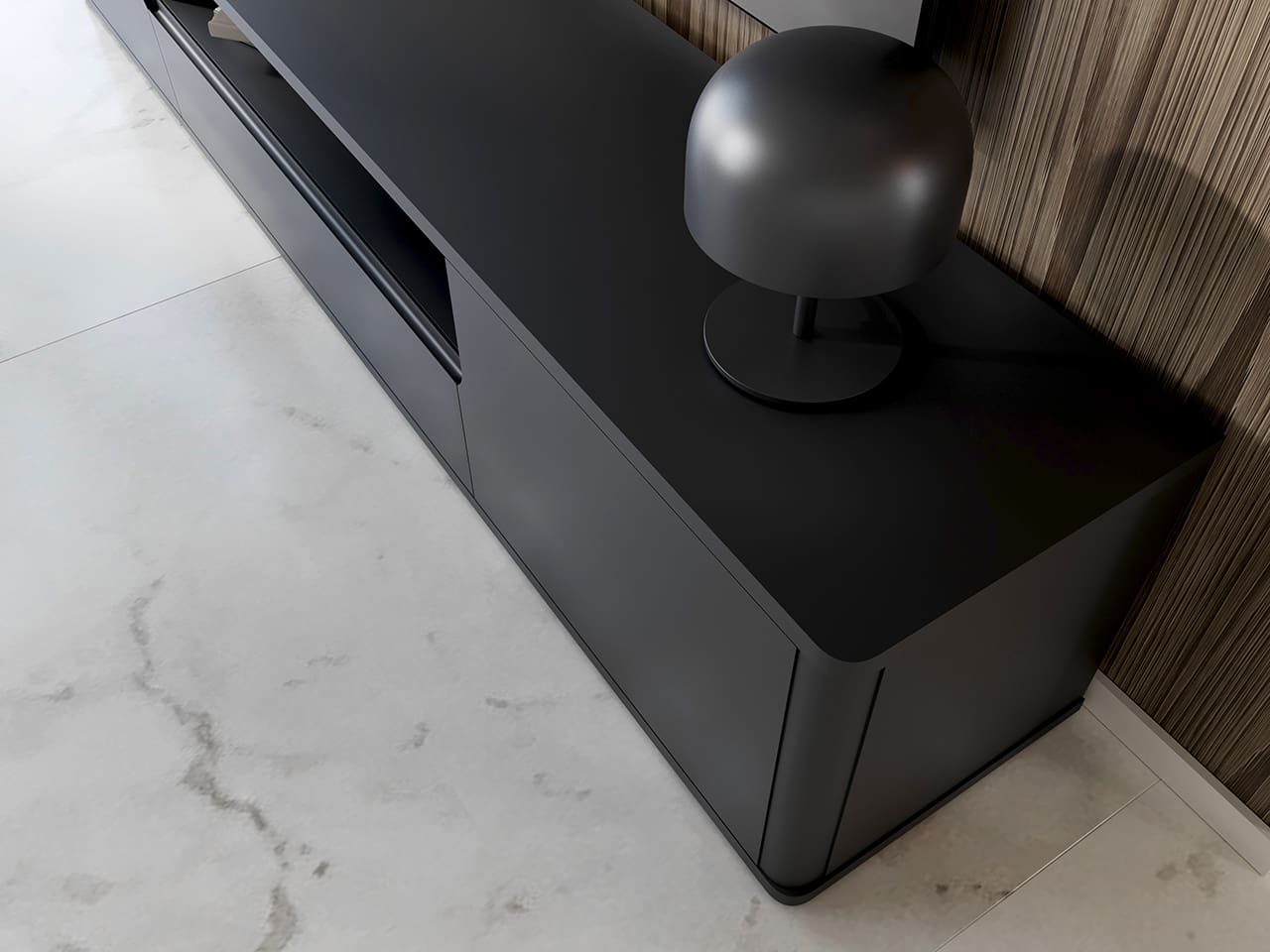 Komoda RTV závěsná RADIUS 180 Černá - Obrázek 9