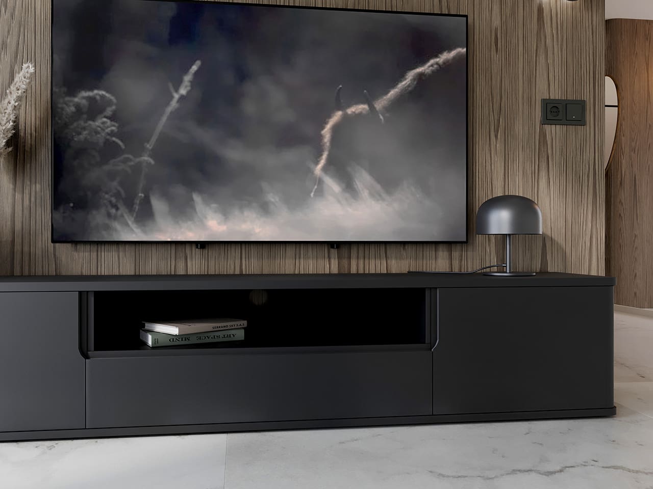 Komoda RTV závěsná RADIUS 180 Černá - Obrázek 10