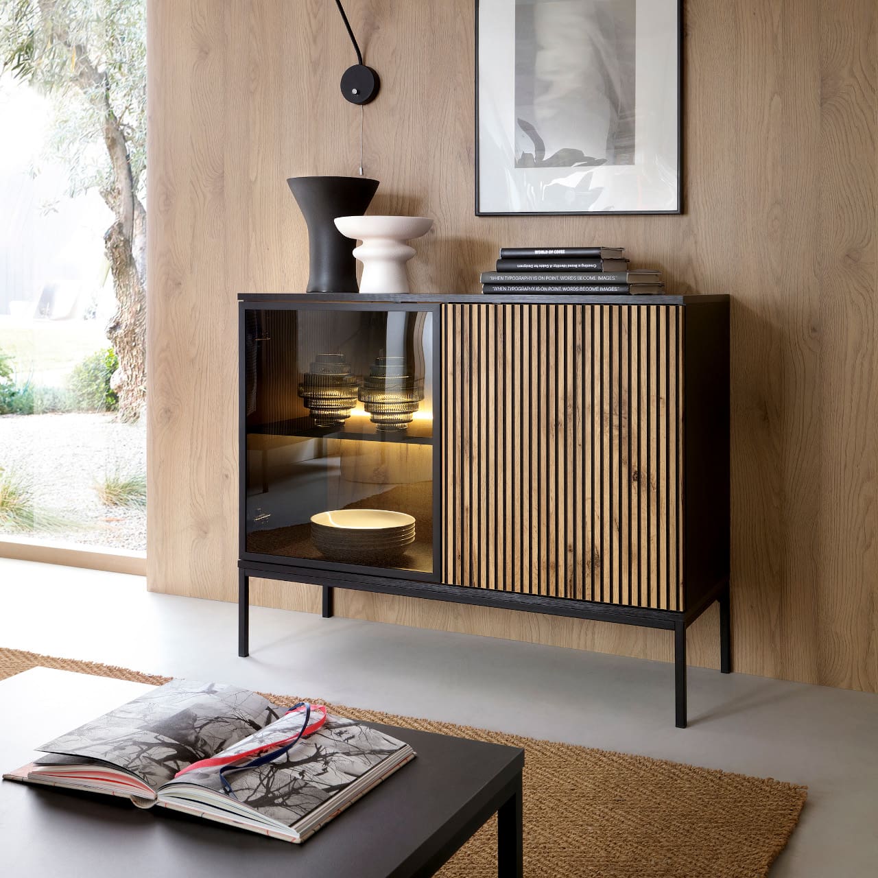 Komoda SANTO 04 černá / dub wotan - Obrázek 5