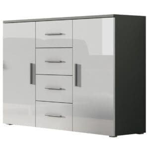 Komoda UNI BRNO SH6G šedá / bílý lesk