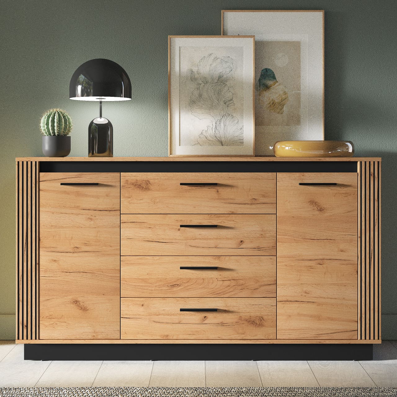 Komoda URSA 06 dub craft zlatý + černá - Obrázek 4