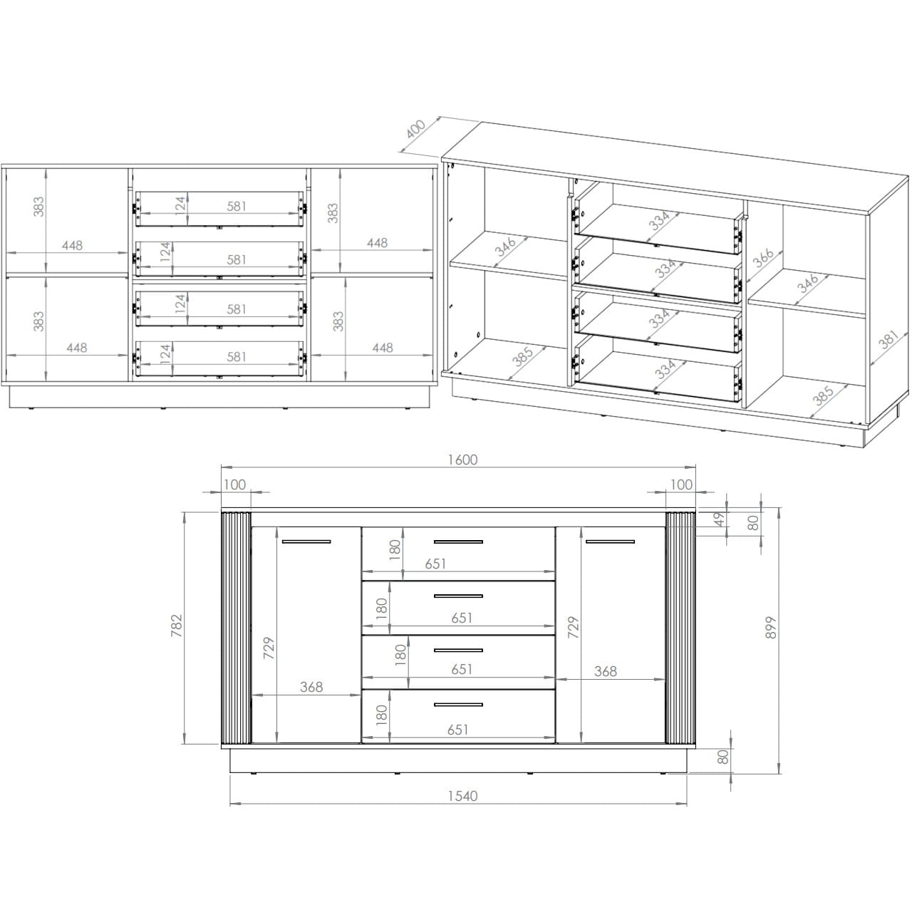 Komoda URSA 06 dub craft zlatý + černá - Obrázek 7
