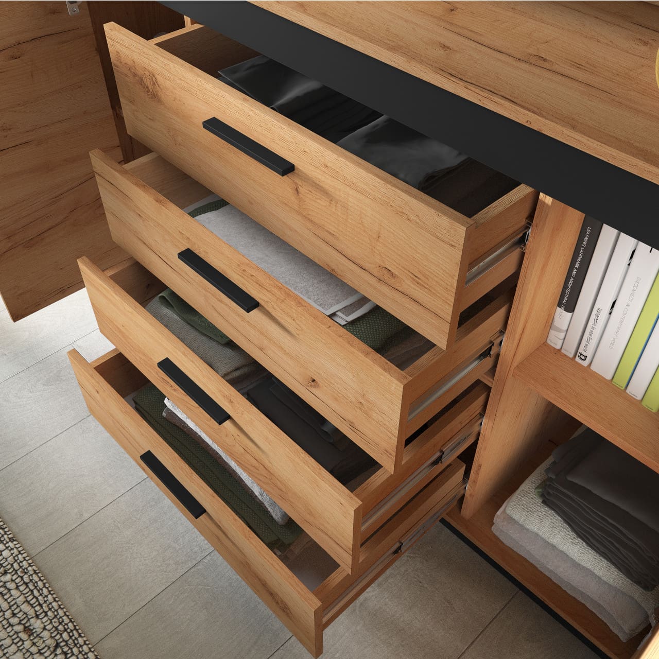 Komoda URSA 06 dub craft zlatý + černá - Obrázek 8