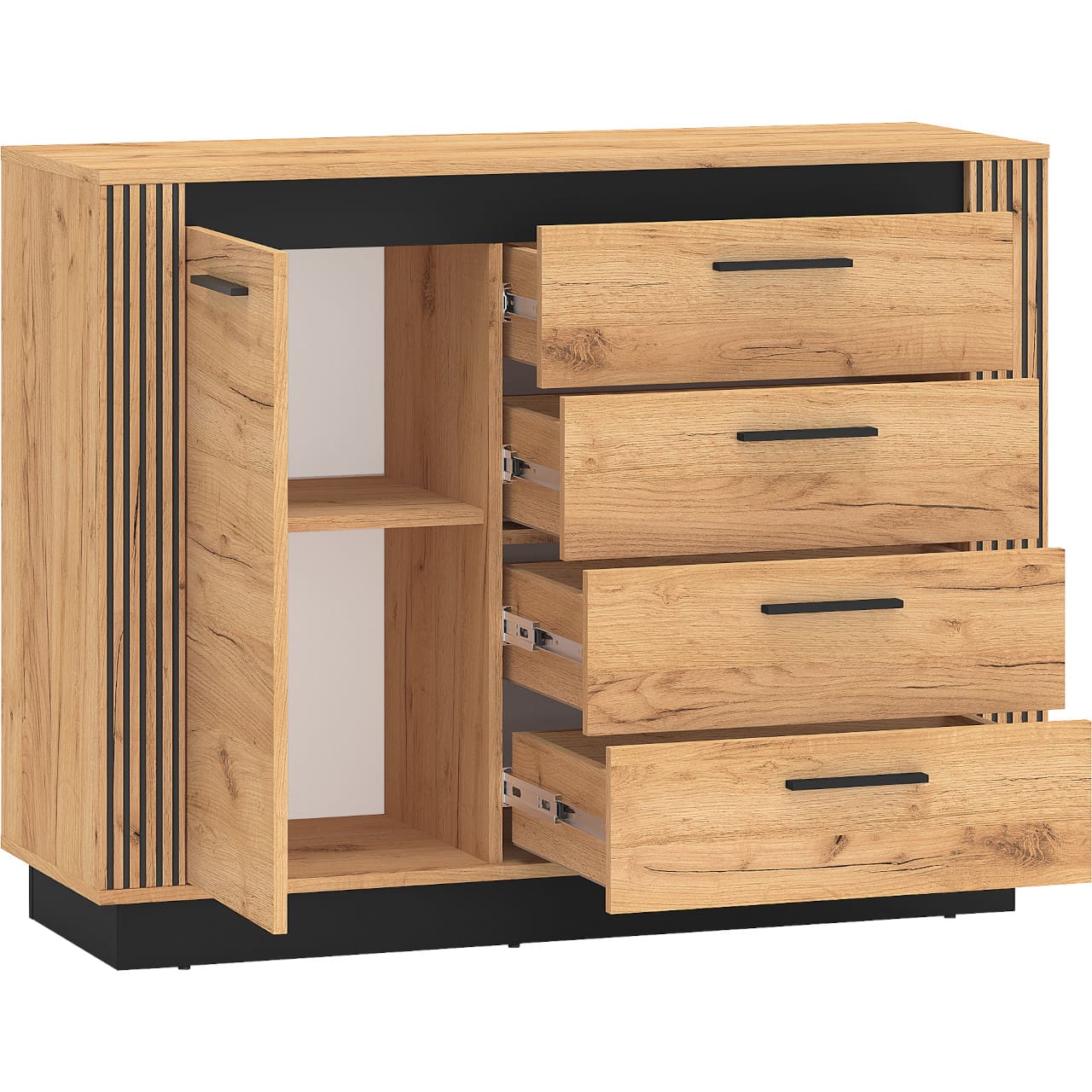 Komoda URSA 07 dub craft zlatý + černá - Obrázek 3