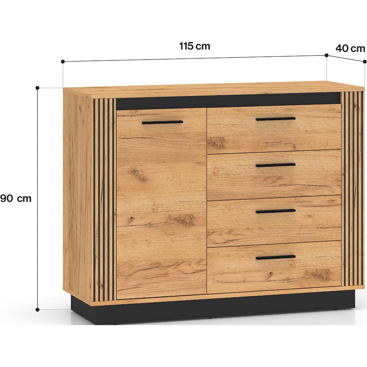 Komoda URSA 07 dub craft zlatý + černá - Obrázek 6