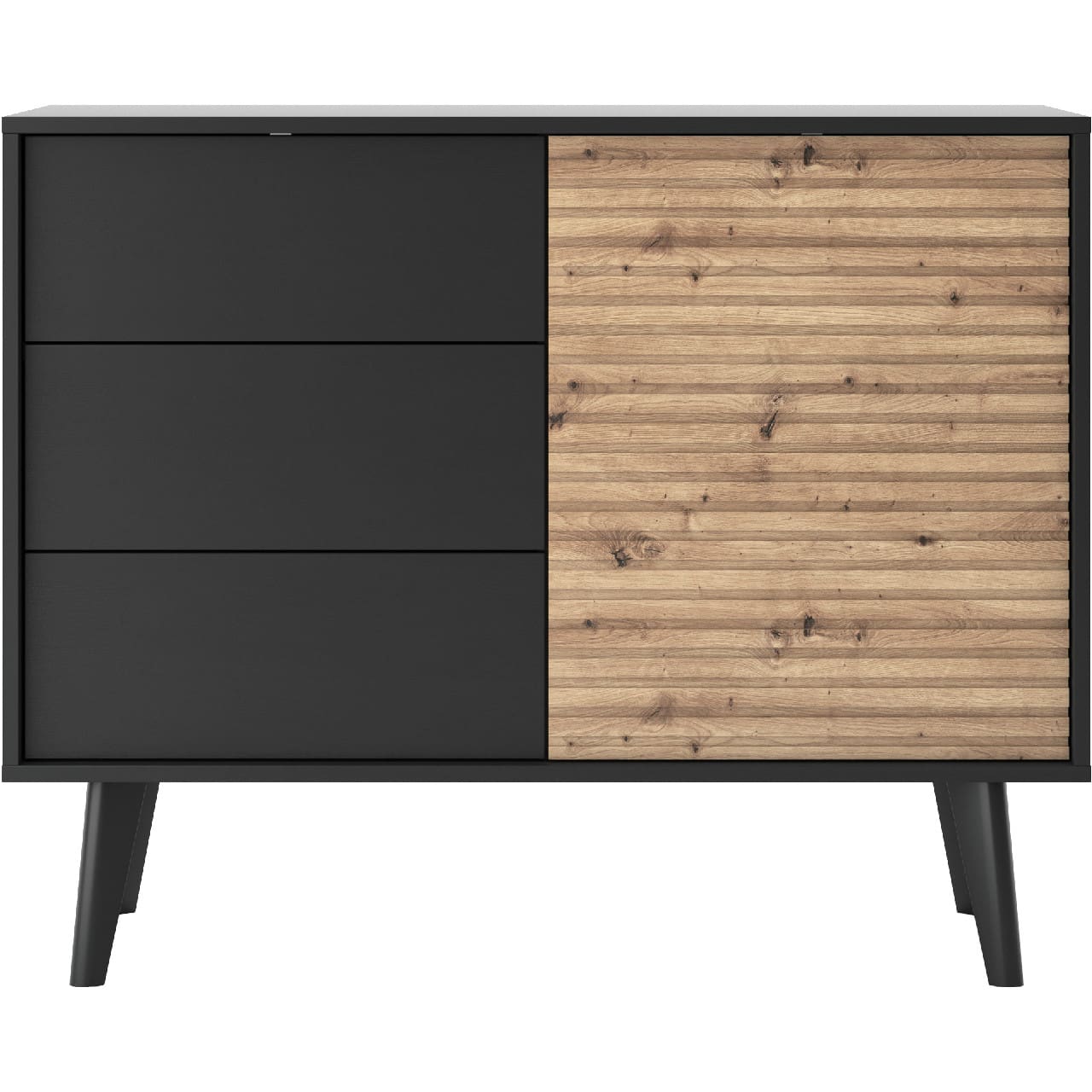 Komoda WOLLOW 02 černá / dub artisan - Obrázek 2