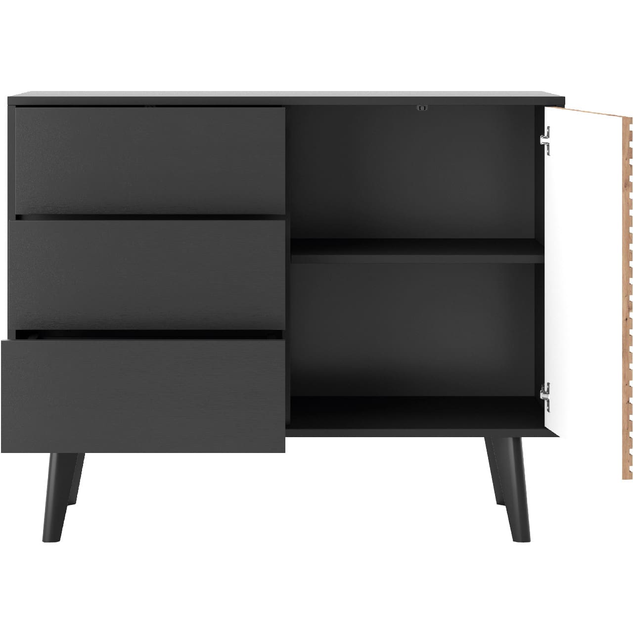 Komoda WOLLOW 02 černá / dub artisan - Obrázek 3